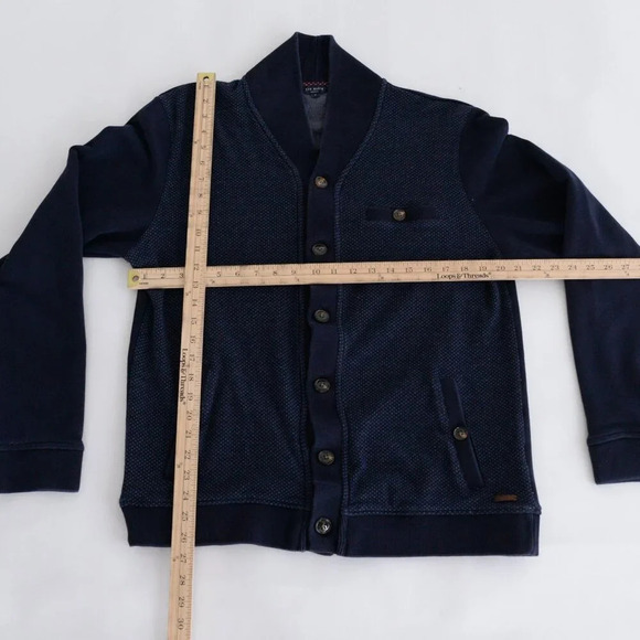 Ted Baker London Navy Cotton Blend Button Up Cardigan Sweater Size 5 - Picture 3 of 10